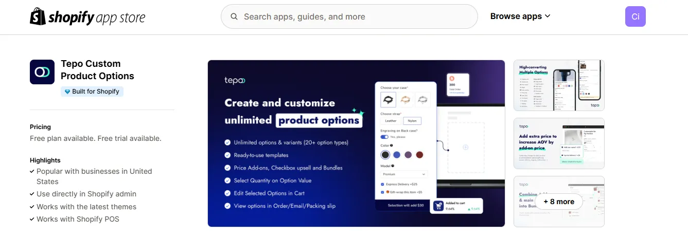6. Tepo Custom Product Options